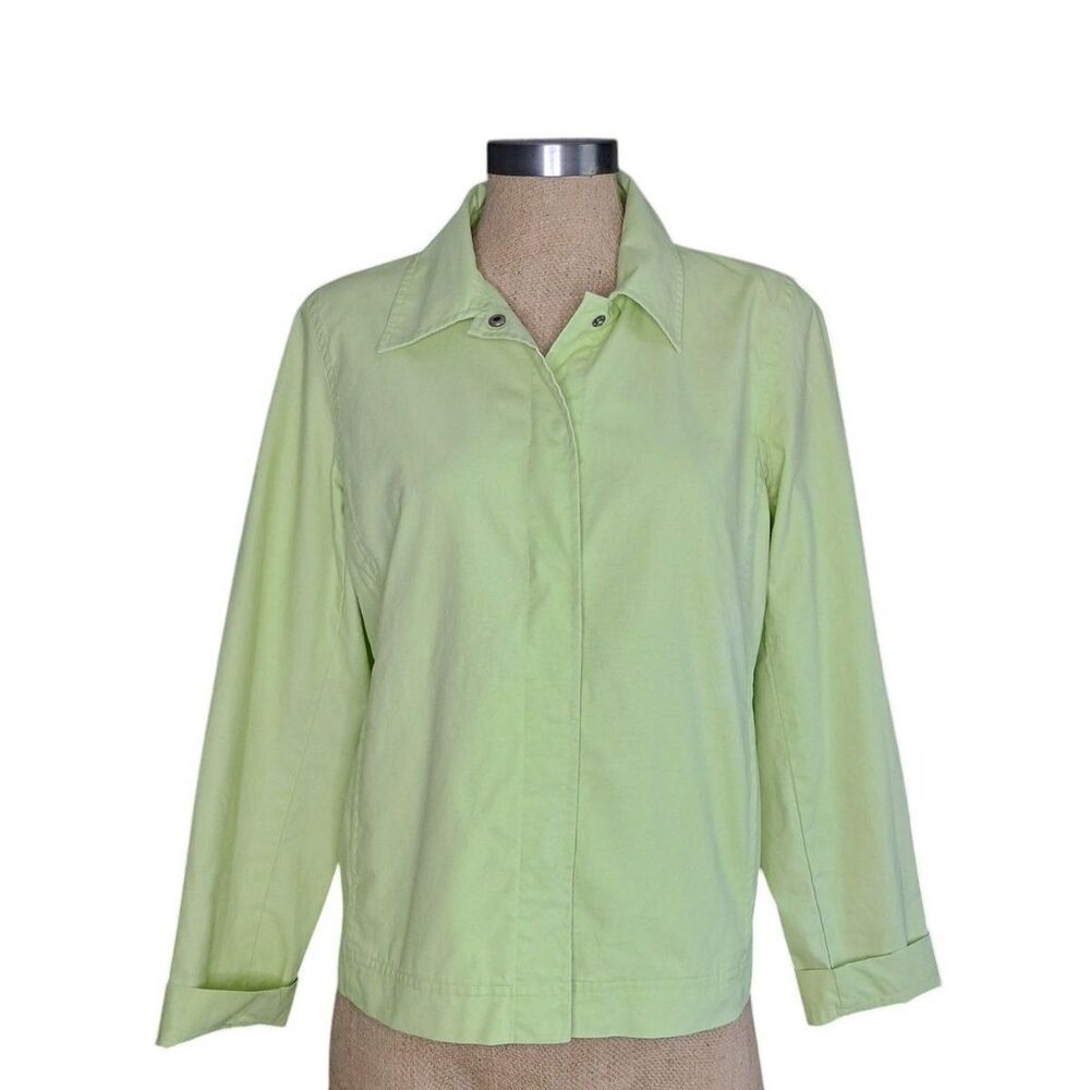 EILEEN FISHER Matching Jacket  Women’s Size S Lime Green Cotton Snap Front